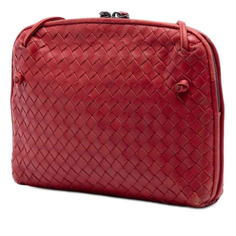 Bottega Veneta Nappa Intrecciato Nodini Crossbody Red Leather Very good condition - Back View