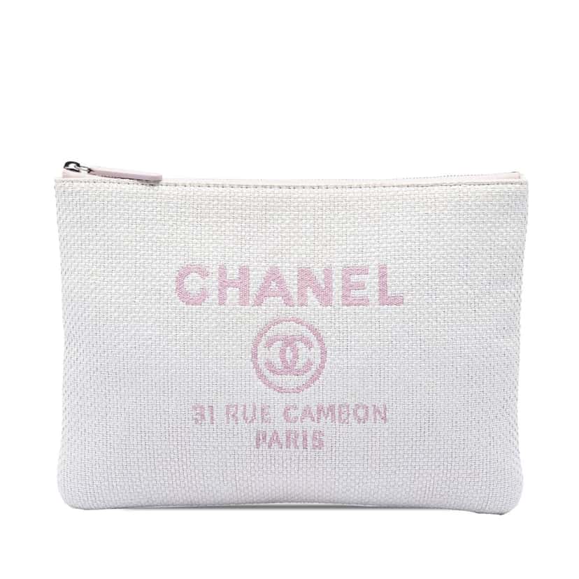 Chanel Medium Raffia Deauville O Case Clutch White Very good condition - Front View