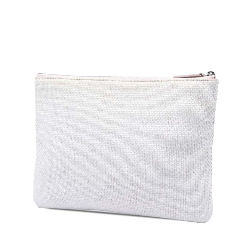 Chanel Medium Raffia Deauville O Case Clutch White Very good condition - Back View