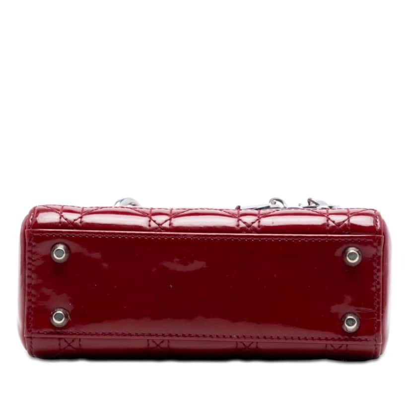 Dior Mini Patent Cannage Lady Dior Red Leather Very good condition - Inside View