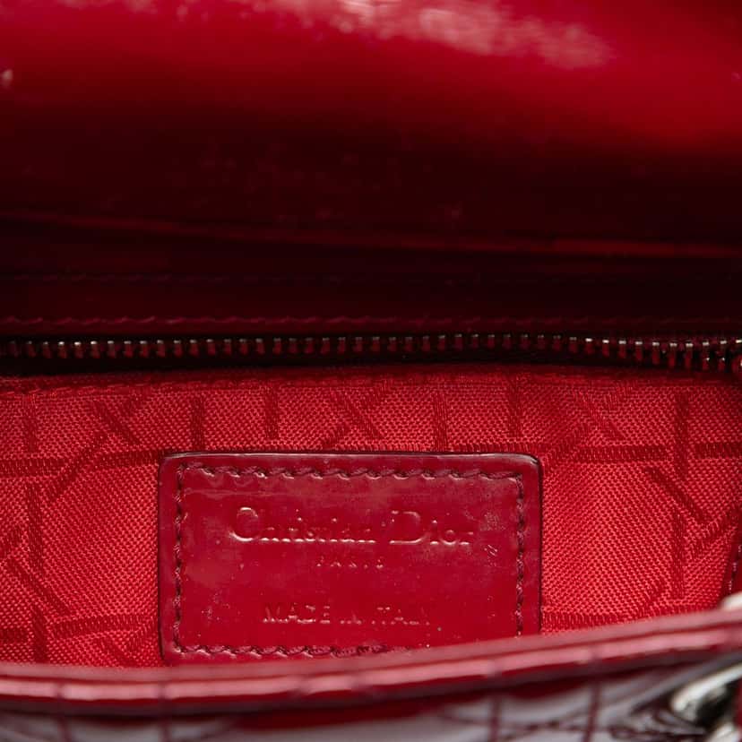 Dior Mini Patent Cannage Lady Dior Red Leather Very good condition - Box View