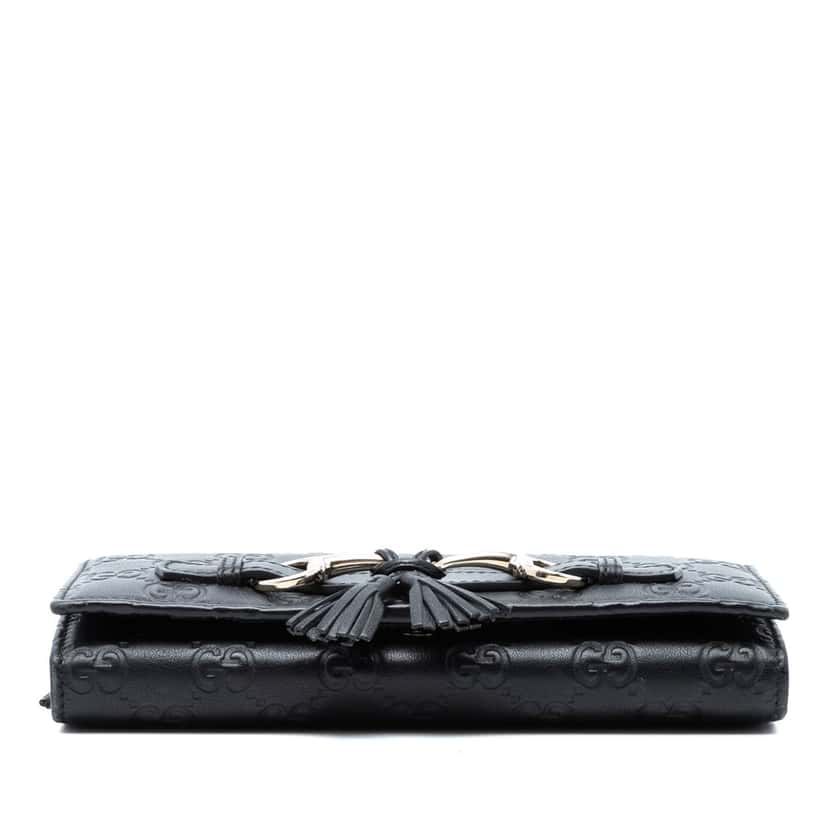 Gucci Guccissima Emily Wallet On Chain Black Leather Very good condition - Inside View