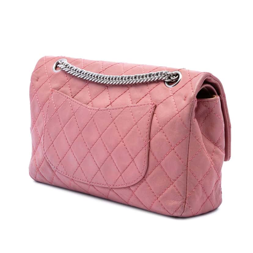 Chanel Medium Classic Washed Lambskin Bijoux Chain Double Flap Pink Leather Very good condition - Back View
