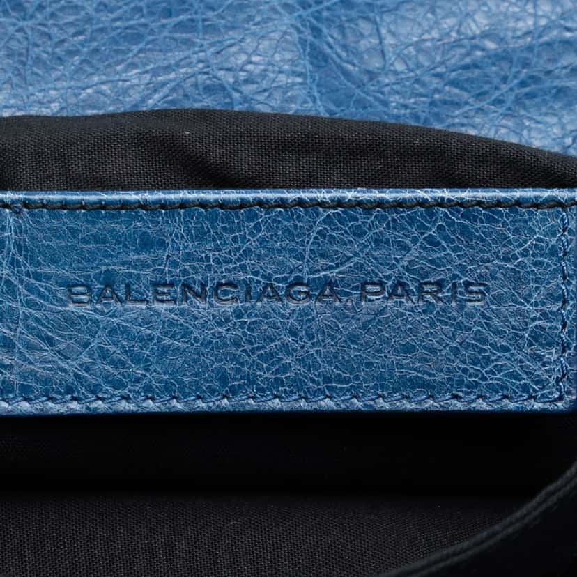 Balenciaga Lambskin Motocross Classic Envelope Clutch Blue Leather Very good condition - Box View