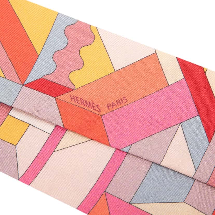 Hermès Perspective Cavaliere Silk Twilly Scarf Pink Very good condition - Inside View