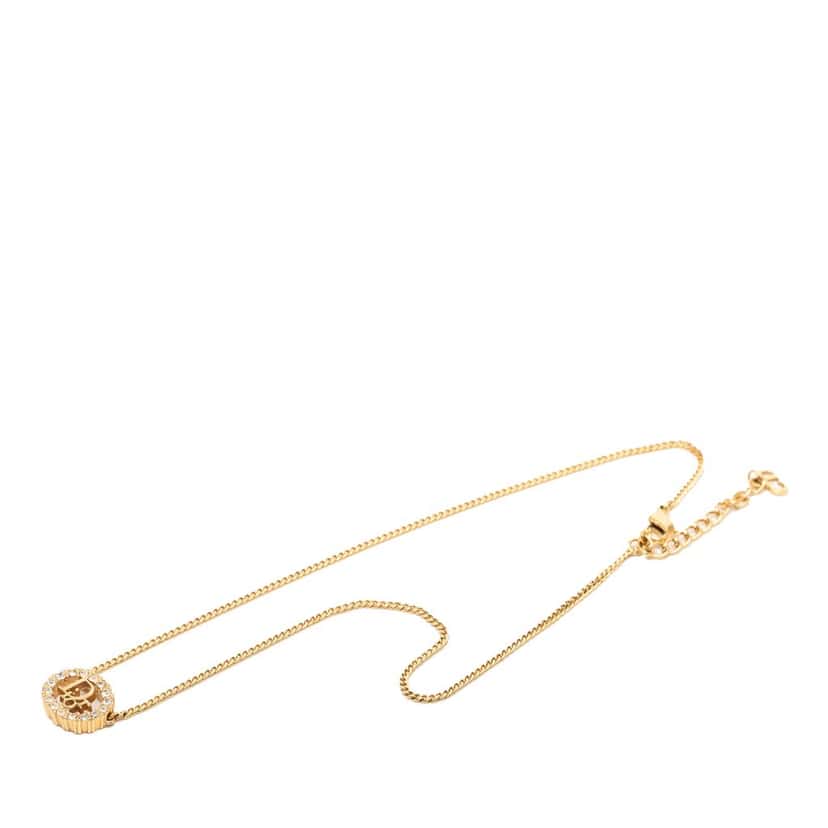 Dior Gold Plated Strass CD Logo Pendant Necklace