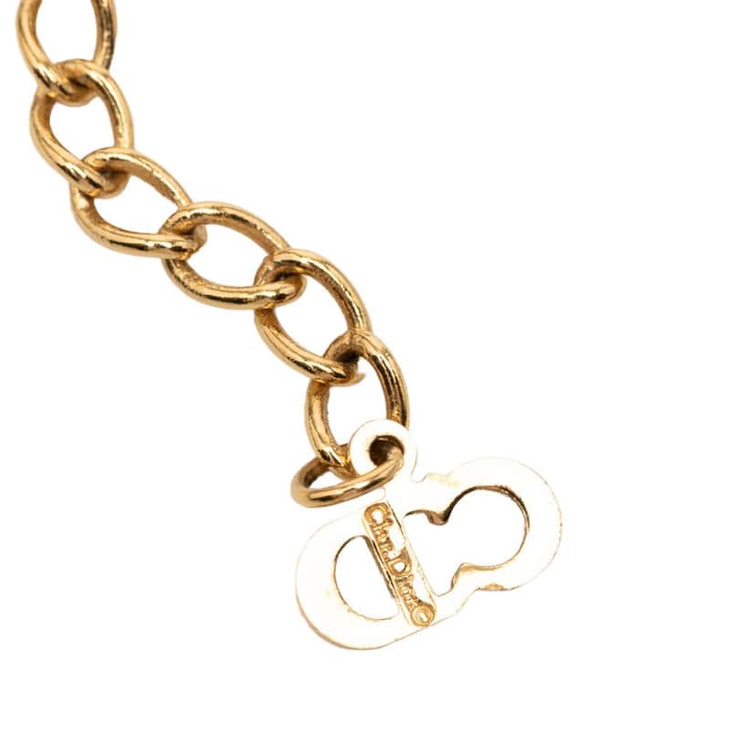 Dior Gold Plated Strass CD Logo Pendant Necklace Gold Metal Very good condition - Model View