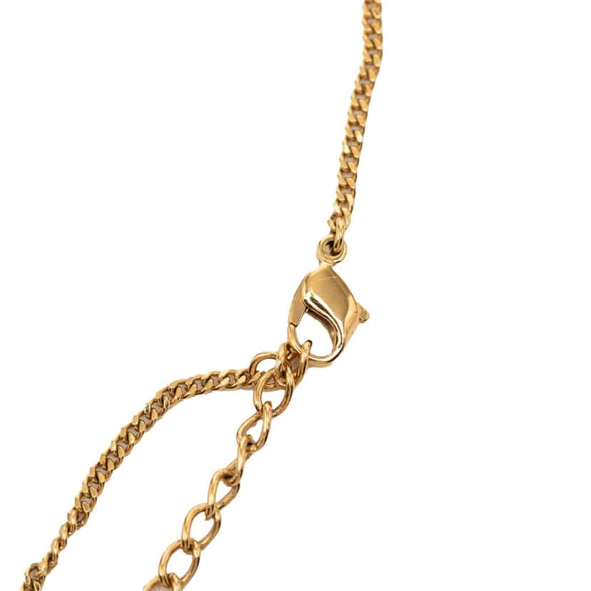 Dior Gold Plated Strass CD Logo Pendant Necklace Gold Metal Very good condition - Box View