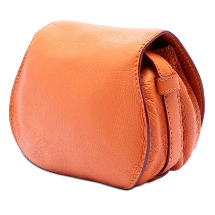 Chloé Small Grained Leather Marcie Saddle Crossbody Orange Leather Very good condition - Back View