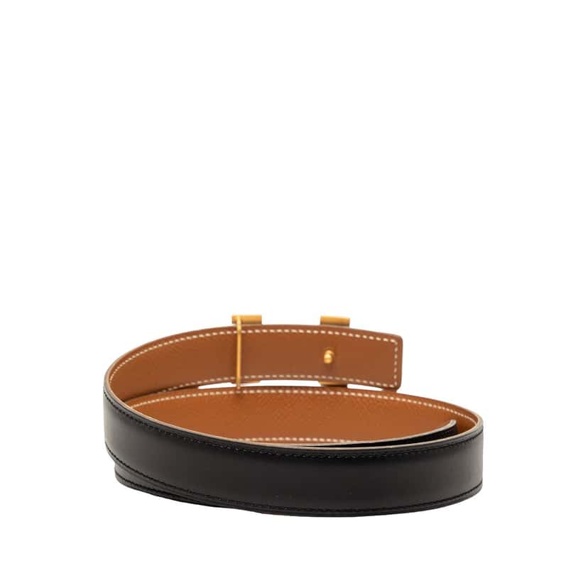 Hermès Epsom and Box Calf Constance H Reversible Belt Black Leather Very good condition - Inside View
