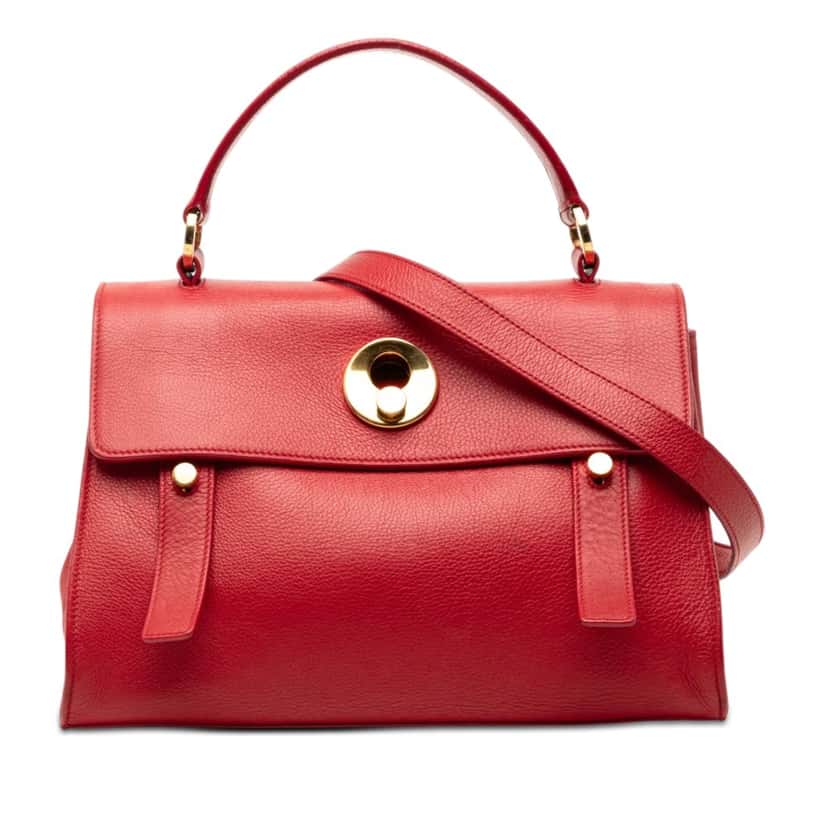 Saint Laurent Small Leather Muse Two Satchel Red Leather Very good condition - Front View