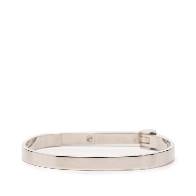 Louis Vuitton Brass Hinge Lock Bangle Silver Metal Very good condition - Inside View