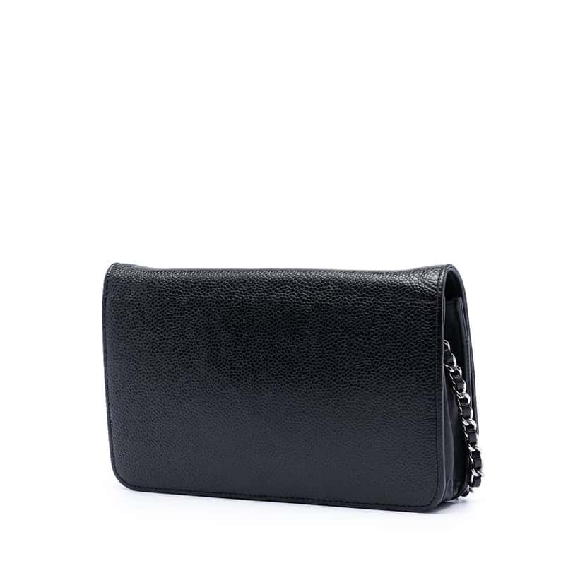 Chanel CC Caviar Wallet On Chain Black Leather Very good condition - Back View