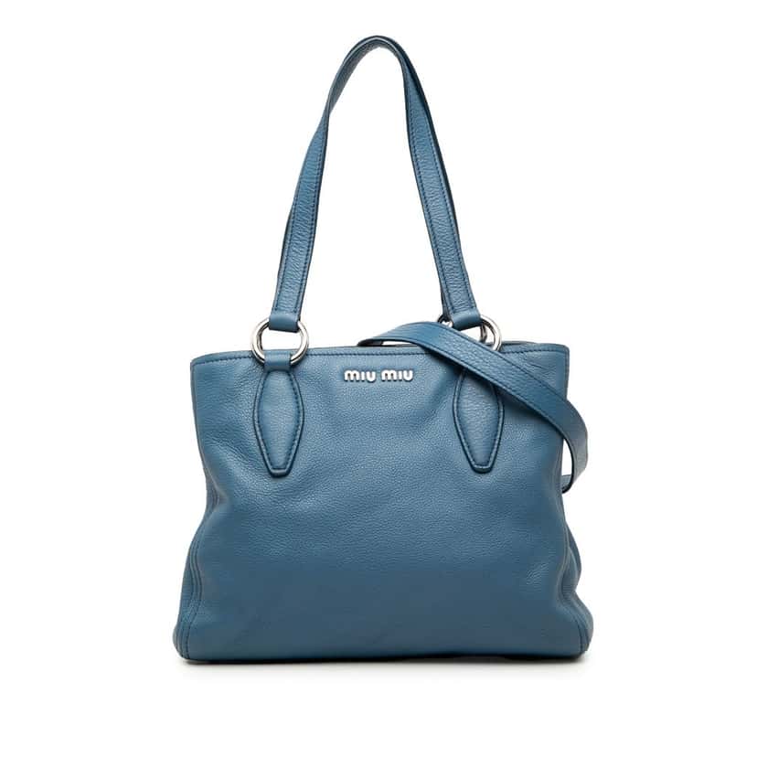 Miu Miu Small Vitello Phenix Satchel Blue Leather Very good condition - Front View