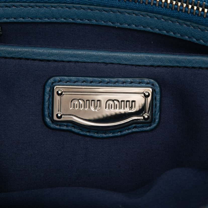 Miu Miu Small Vitello Phenix Satchel Blue Leather Very good condition - Box View