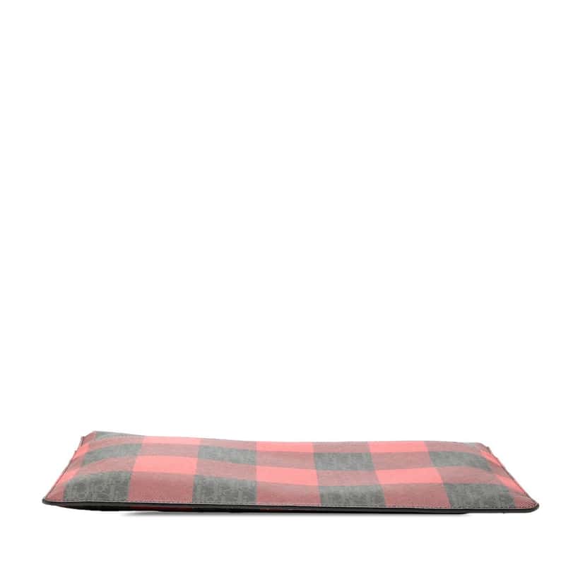 Dior Homme Plaid Printed Diorissimo Coated Canvas Zip Clutch Red Very good condition - Inside View