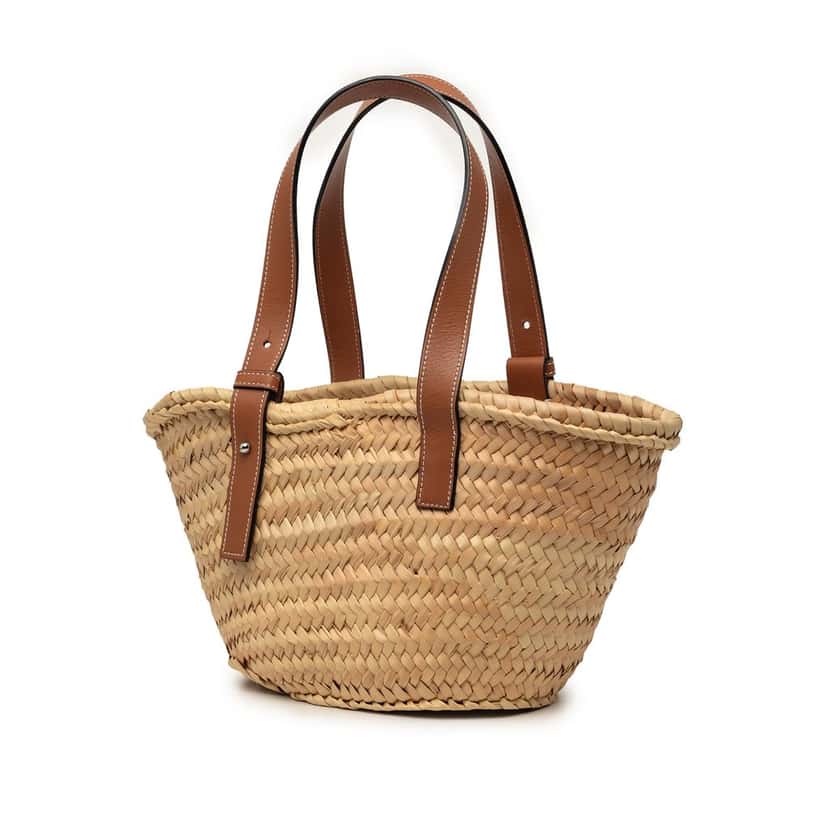 Loewe Small Raffia Basket Tote Beige Very good condition - Back View