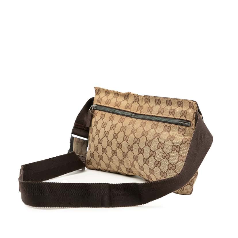 Gucci GG Canvas Double Pocket Belt Bag Beige Very good condition - Back View