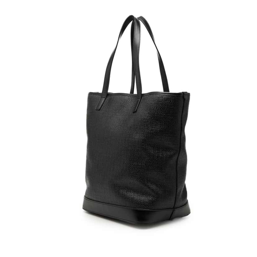 Saint Laurent Raffia Teddy Shopping Tote Black Very good condition - Back View