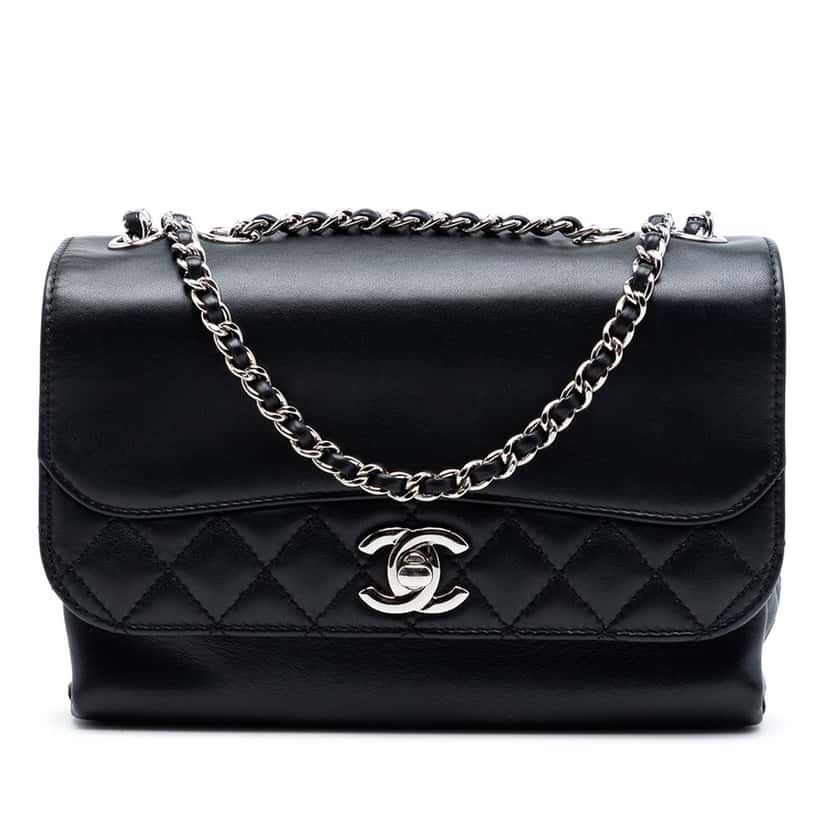 Chanel Mini Calfskin Tramezzo Flap Black Leather Very good condition - Front View