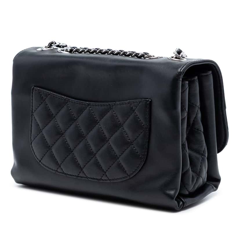 Chanel Mini Calfskin Tramezzo Flap Black Leather Very good condition - Back View