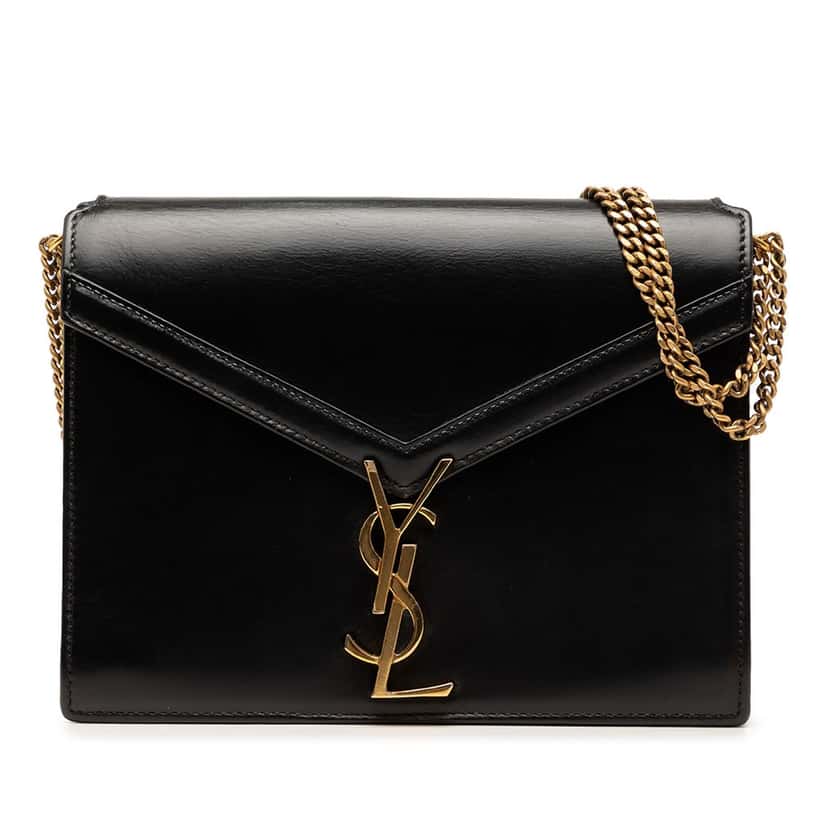 Saint Laurent Smooth Calfskin Monogram Cassandra Clasp Bag Black Leather Very good condition - Front View