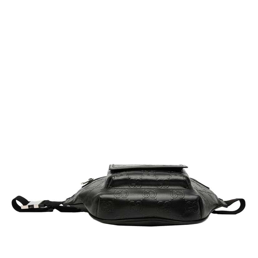 Gucci GG Embossed Perforated Leather Pocket Belt Bag Black Leather Very good condition - Inside View