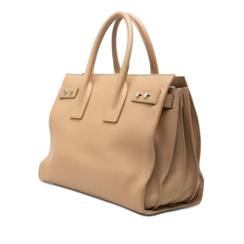 Saint Laurent Small Grained Calfskin Supple Sac De Jour Satchel Brown Leather Very good condition - Back View