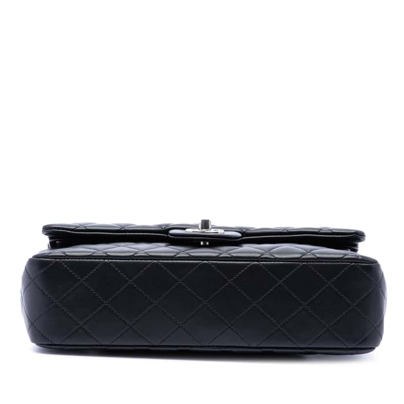 Chanel Medium Classic Lambskin Double Flap Black Leather Very good condition - Inside View