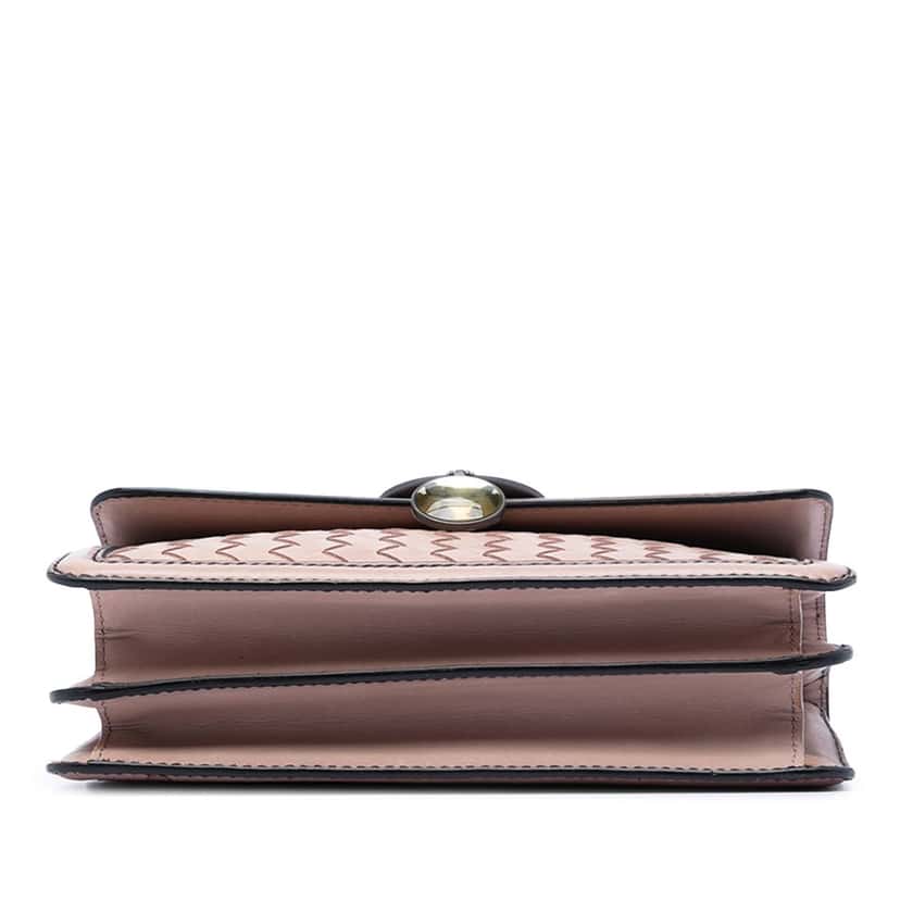 Bottega Veneta Nappa Intrecciato Mirror Lens Double Sided Flap Shoulder Bag Brown Leather Very good condition - Inside View