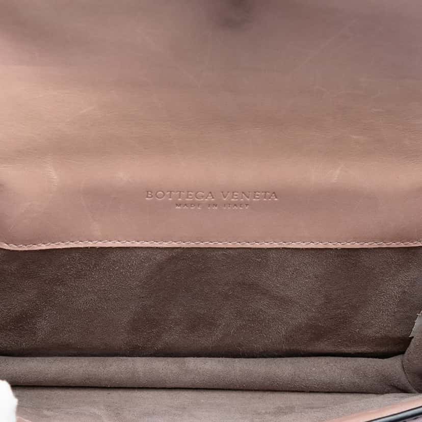 Bottega Veneta Nappa Intrecciato Mirror Lens Double Sided Flap Shoulder Bag Brown Leather Very good condition - Model View
