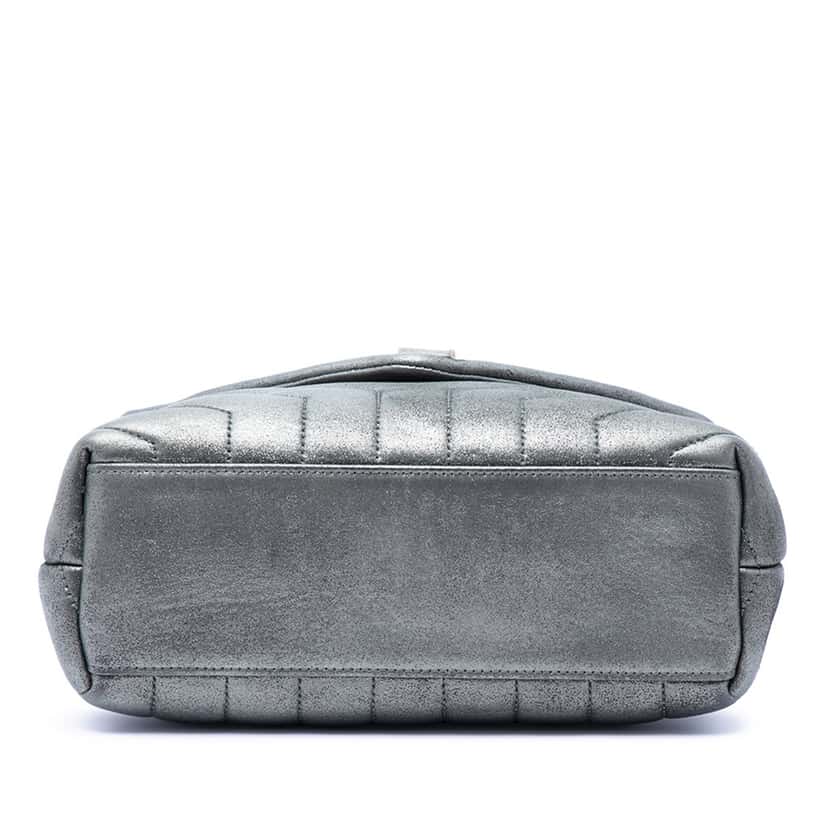 Saint Laurent Small Matelasse Metallic Calfskin Monogram LouLou Shoulder Bag Silver Leather Very good condition - Inside View