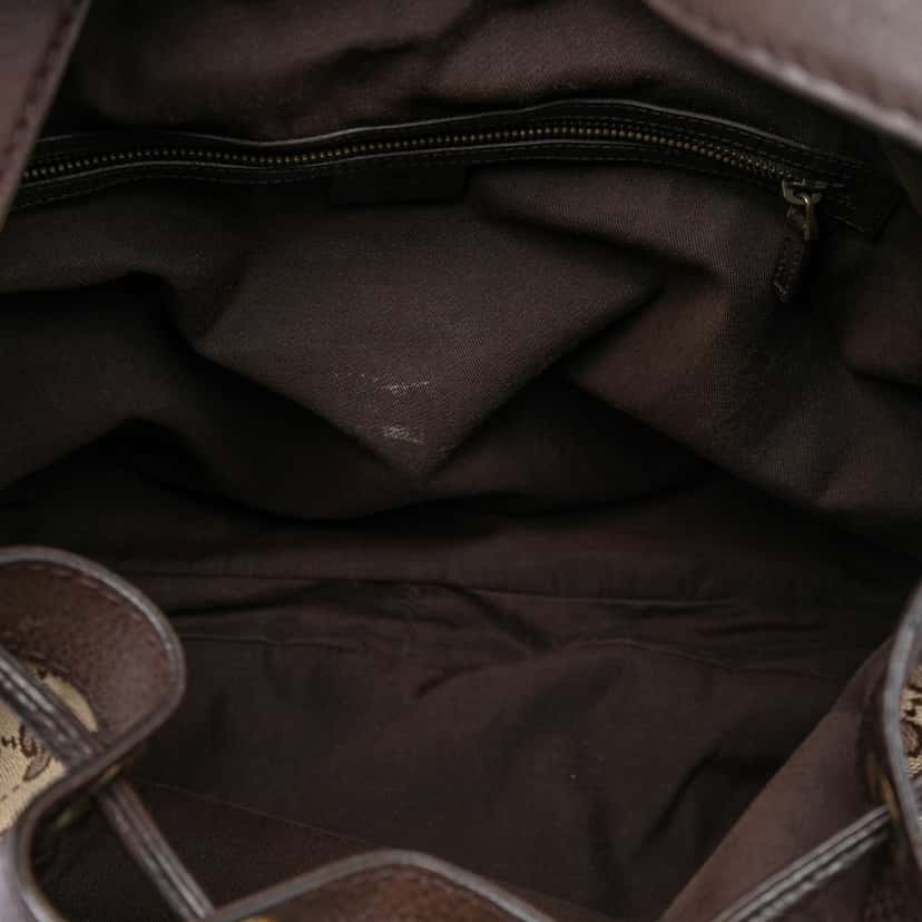 Gucci GG Canvas Interlocking Icon Drawstring Hobo Beige Good condition - Model View