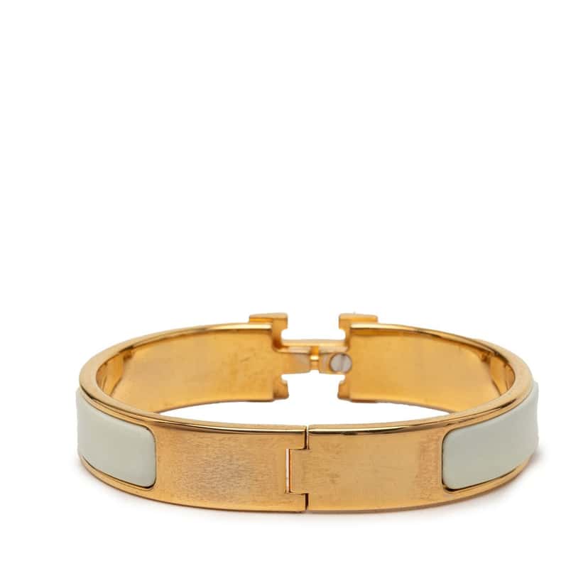 Hermès Narrow Enamel Clic H Bracelet GM White Very good condition - Inside View