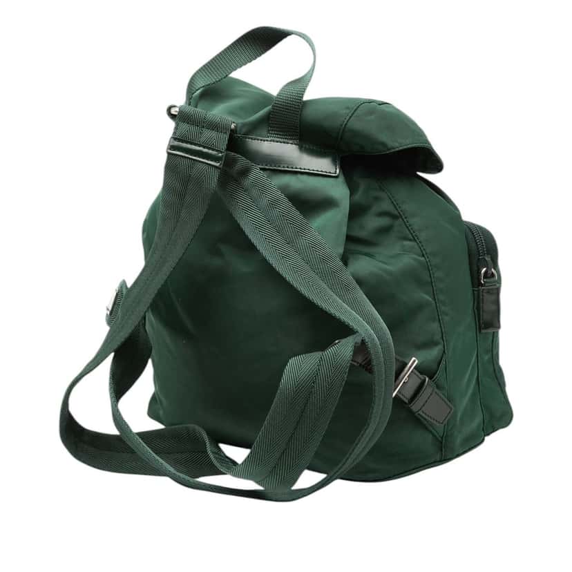 Prada Tessuto Drawstring Backpack Green Very good condition - Back View