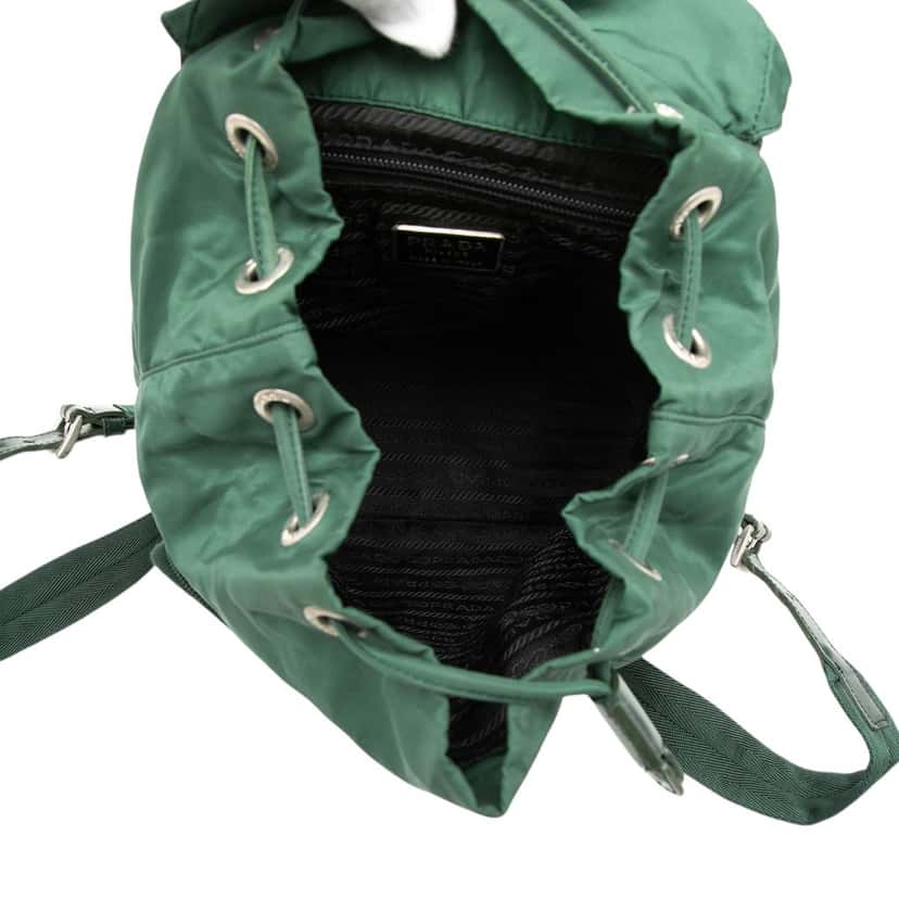 Prada Tessuto Drawstring Backpack Green Very good condition - Model View