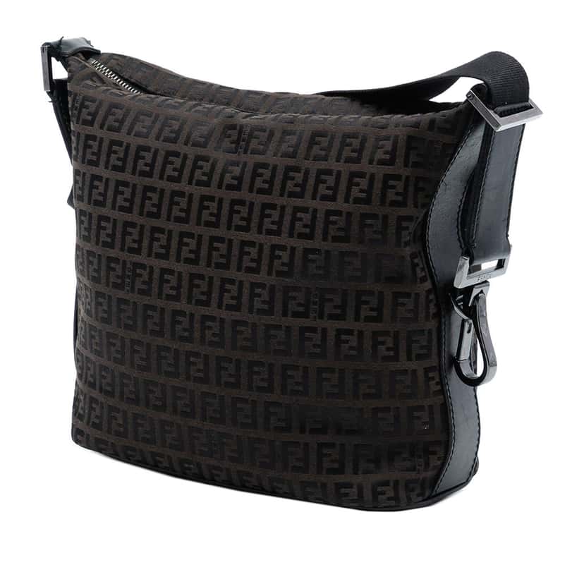 Fendi Zucchino Canvas Shoulder Bag Brown Very good condition - Back View