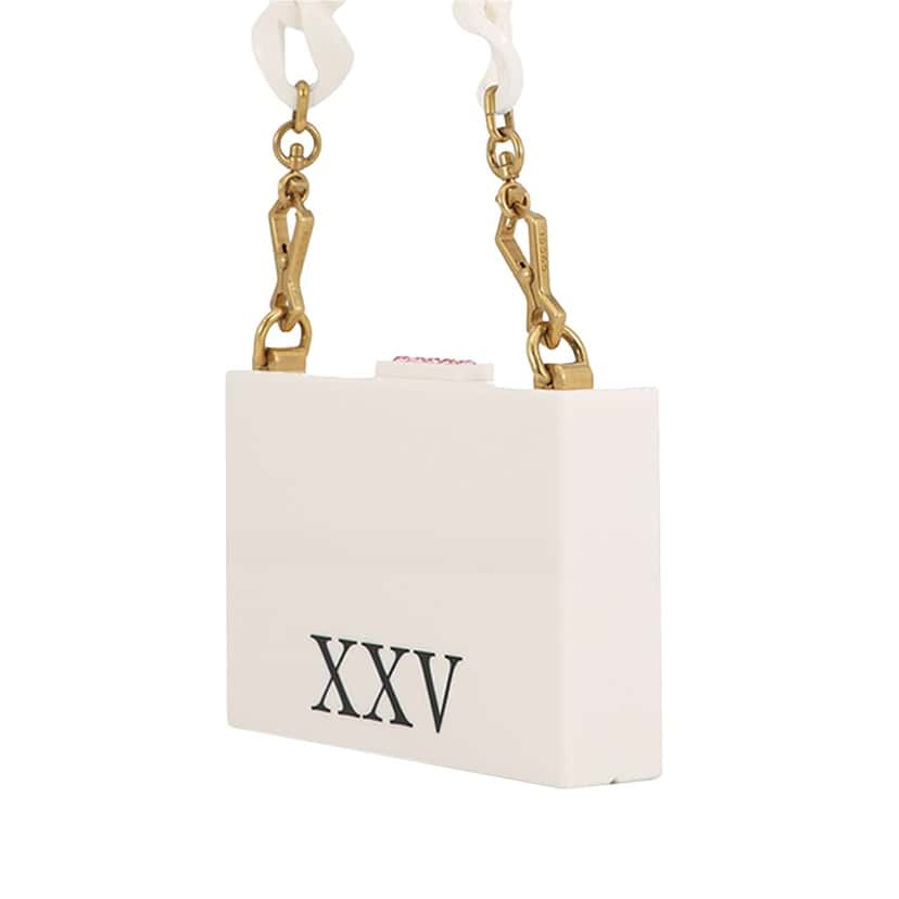 Gucci Acrylic Crystal Cat Face Box Clutch On Chain White Plastic Very good condition - Back View