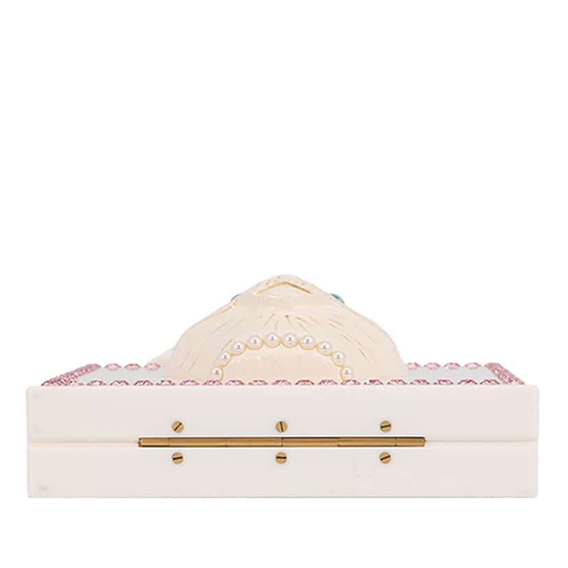 Gucci Acrylic Crystal Cat Face Box Clutch On Chain White Plastic Very good condition - Inside View