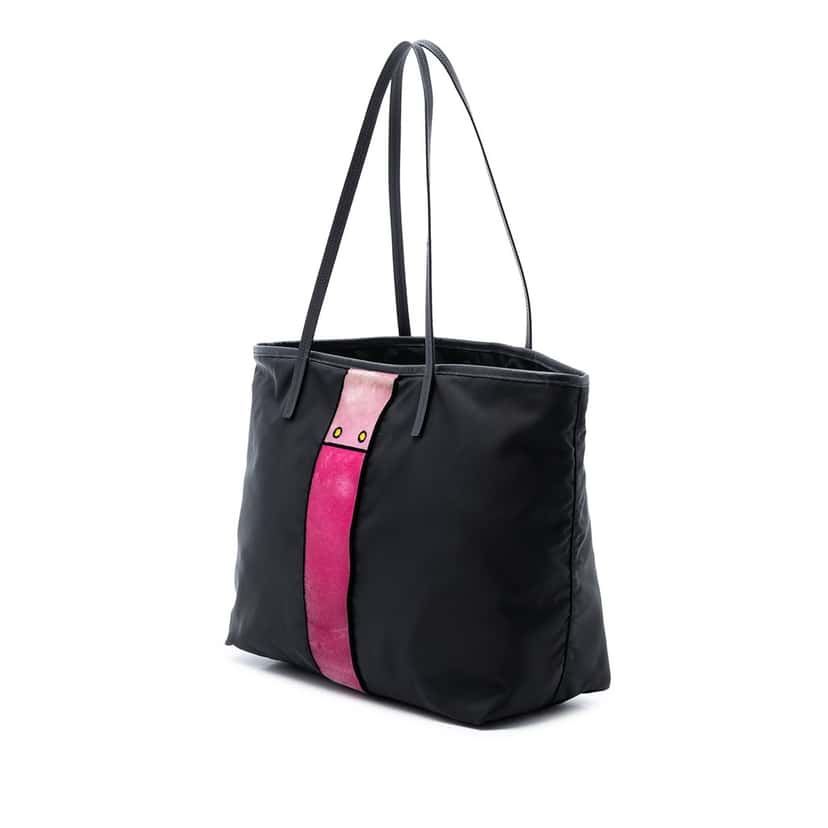 Prada Tessuto Velluto Ricamo Trompe L oeil Tote Black Very good condition - Back View