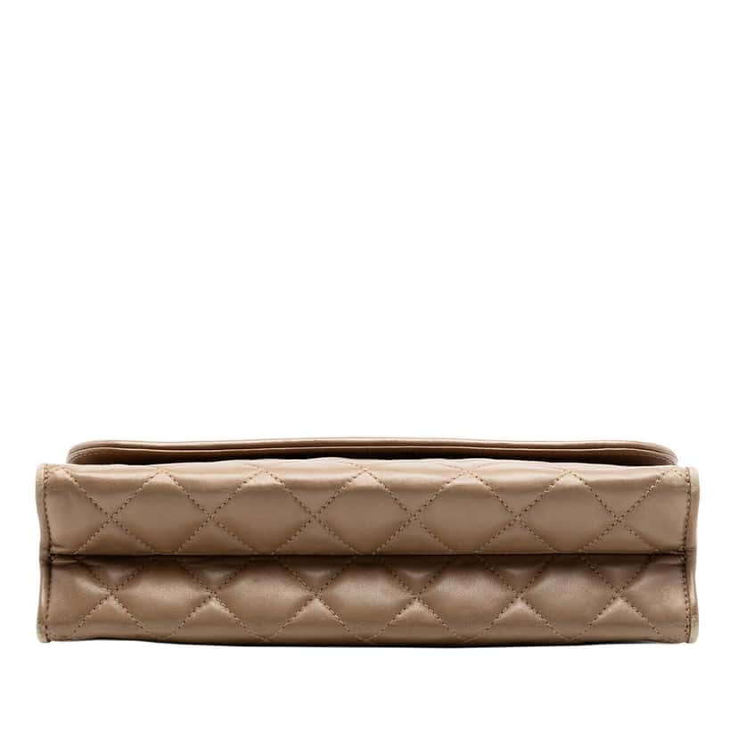 Chanel Quilted Lambskin Tassel Flap Beige Leather Very good condition - Inside View