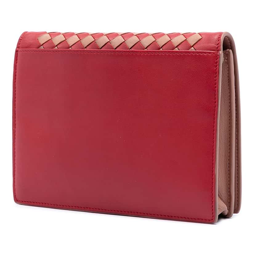Bottega Veneta Nappa Intrecciato Wallet on Chain Red Leather Very good condition - Back View