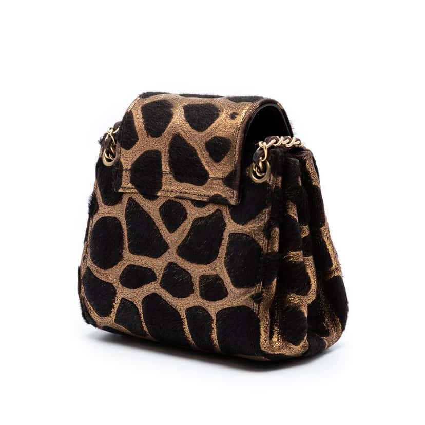 Chanel Mini Metallic Pony Hair Giraffe Reissue Accordion Flap Gold Very good condition - Back View