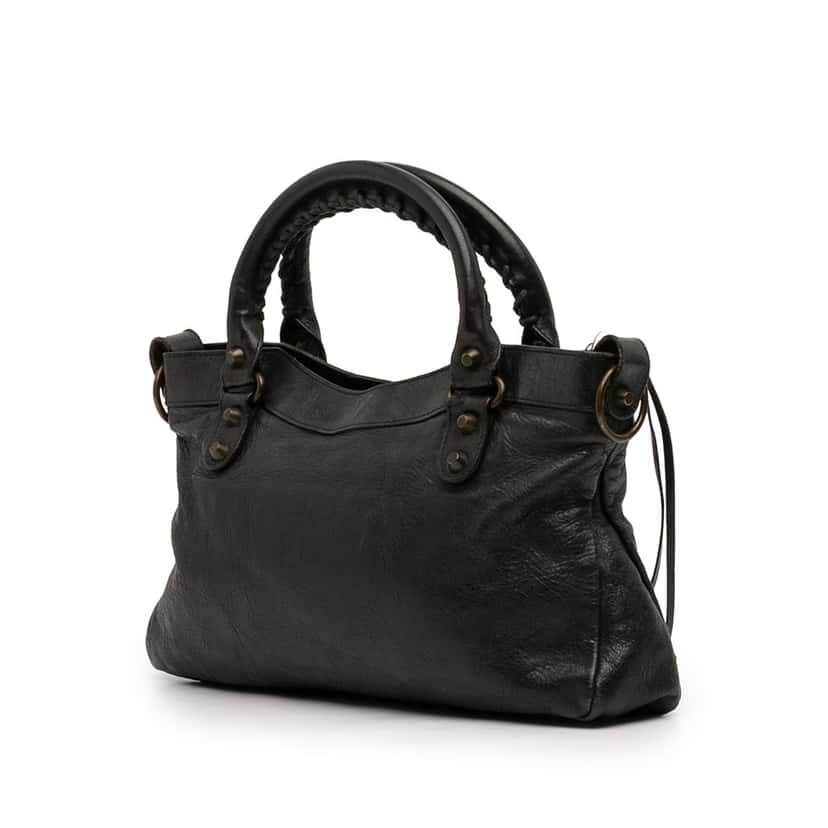 Balenciaga Lambskin Motocross Classic First Satchel Black Leather Good condition - Back View