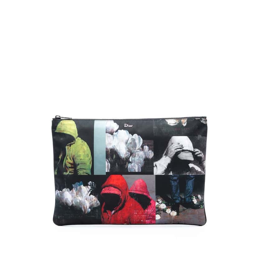 Dior Francois Bard Printed Nylon Zip Pouch Black Very good condition - Front View