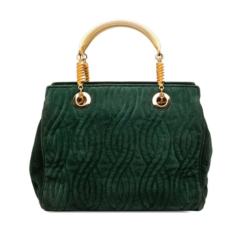 Fendi Suede Pasta Handbag Green Leather Very good condition - Front View
