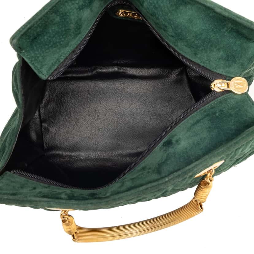 Fendi Suede Pasta Handbag Green Leather Very good condition - Model View