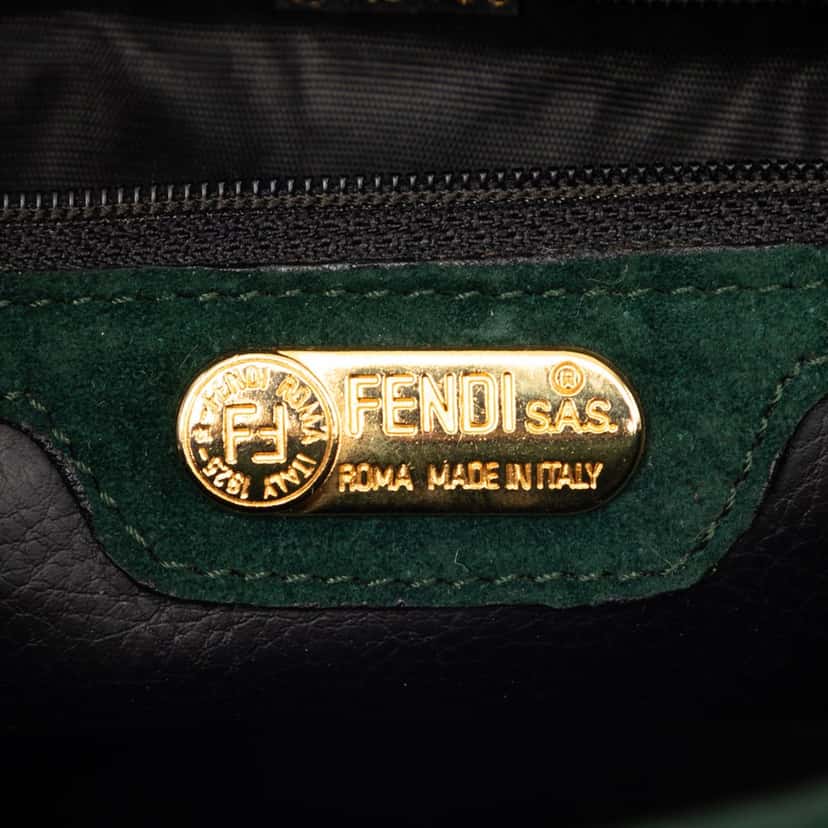 Fendi Suede Pasta Handbag Green Leather Very good condition - Box View