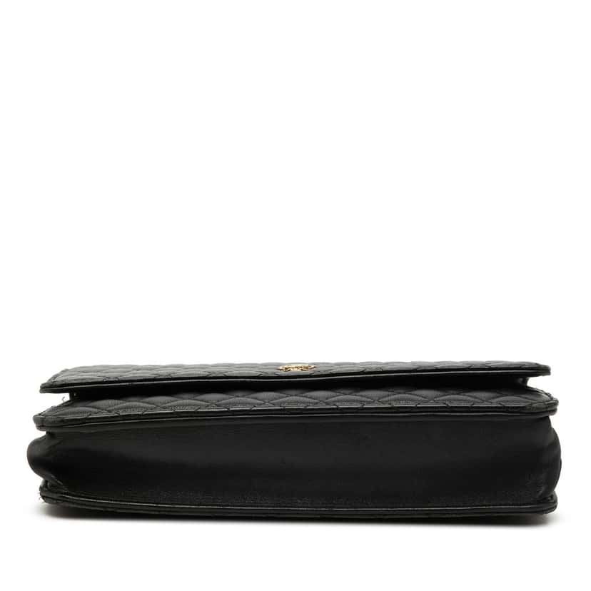 Chanel Quilted Lambskin Crest Wallet On Chain Black Leather Very good condition - Inside View