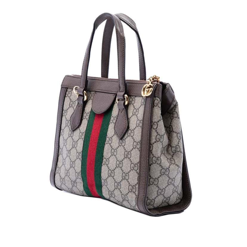 Gucci Small GG Supreme Ophidia Satchel Beige Very good condition - Back View